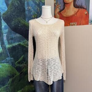 cream knit lightweight sweater boho cottagecore minimalist neutral top